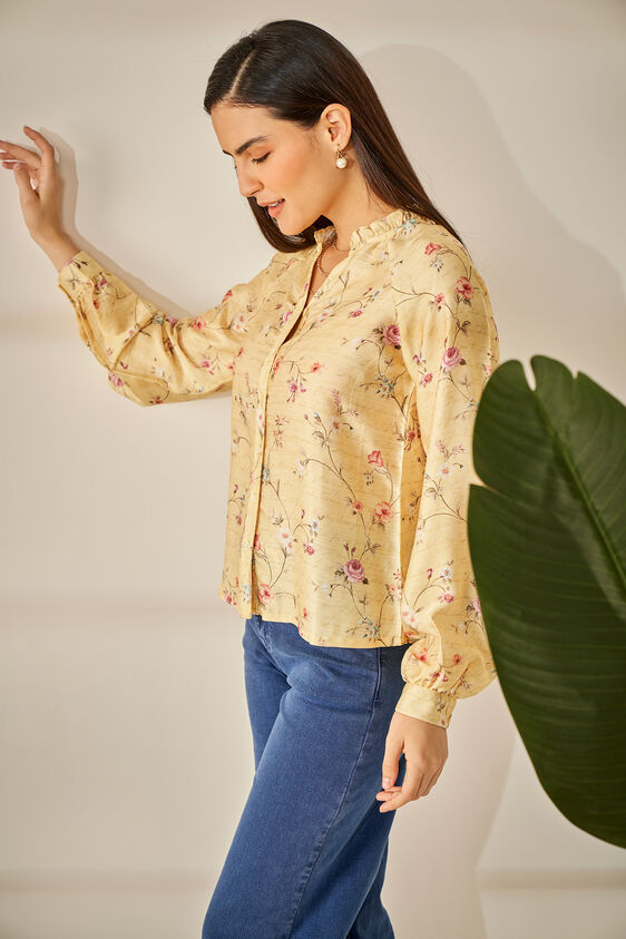Yellow Floral Straight Top, Yellow, image 3